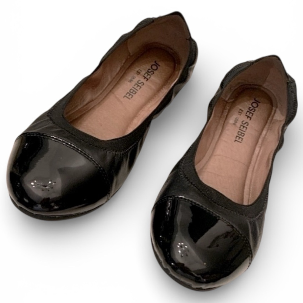 Josef Seibel Black Leather Ballet Flats With Rubber Bottom Size EU 39 US 8-8.5 - Picture 3 of 6
